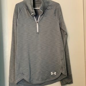 Grey youth long sleeve UA Zip.